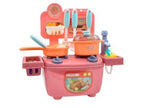 Mini cocina con accesorios y bacha 28x30x12cm. Rosa